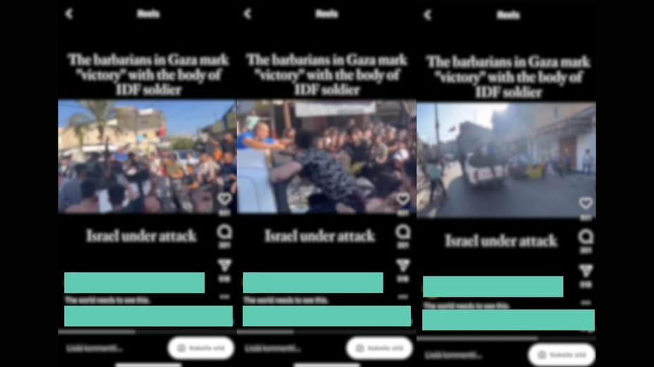 Skärmdumpar av offentliga videor som cirkulerar på Instagram. Dessa bilder har delvis censurerats av Someturva.