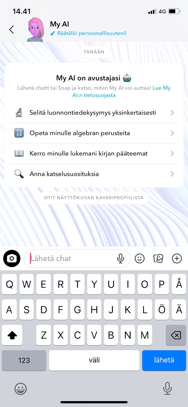 Kuvat: Kuvakaappauksia Snapchatista